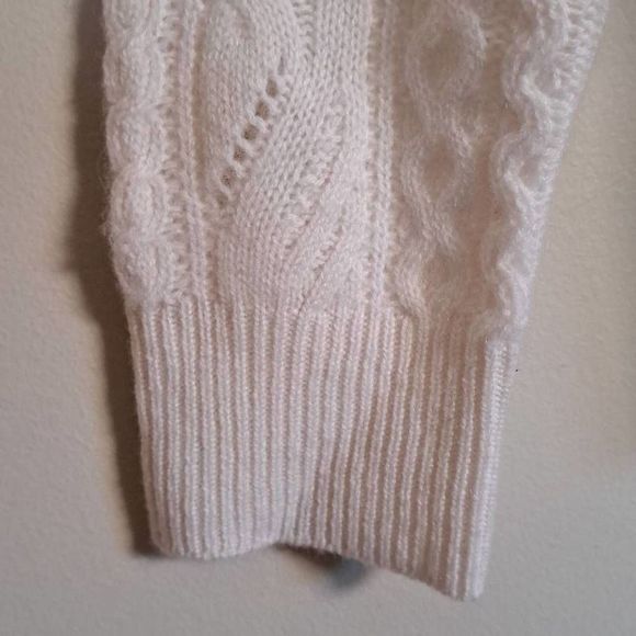 MAGASCHONI Women's Frost White 100% Cashmere Cable Knit Sweater Size L/G - Picture 6 of 8